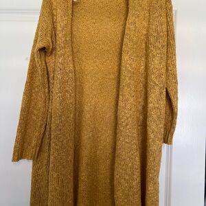 Cozy Mustard Open-Front Sweater